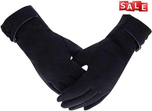Women Winter Running Warm Gloves Touchscreen Phone Windproof Lined Thick Texting Gloves(Black)