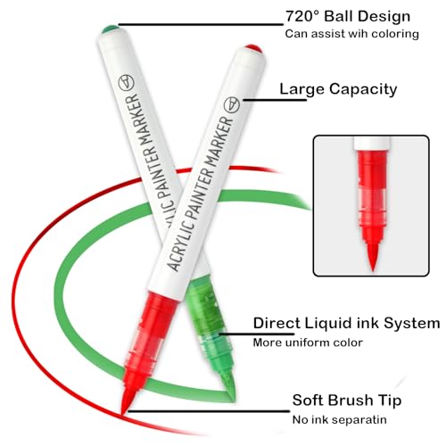 240 Colors Acrylic Paint Markers Set with Storage Bag - Portable Quick-Dry Ink, Non-Bleed Brush Tip Pens for Artists and Handcraft Enthusiasts