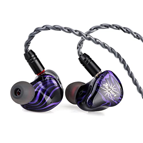 Linsoul Kiwi Ears Quartet 2DD+2BA Hybrid In-Ear Monitor, HiFi Earphones with Resin Shell Craftsmanship, Detachable EMI Cable OFC Silver Plated for Musician DJ Gaming