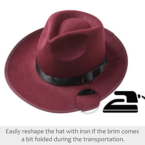 BABEYOND Panama Mafia gangsterhoed voor heren, vilt, fedora, trilby, bogart, hoed 1922, Gatsby-stijl, kostuum, accessoires, bruin, één maat, Bruin