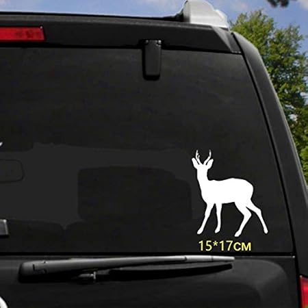 Amazon 車のステッカー 鹿の車のフロントガラスビニールステッカーの車はバンパーステッカー17x15cmアクセサリーデカール前に Color White ステッカー デカール 車 バイク