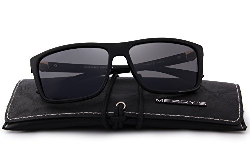 MERRY'S Men Polarized Sunglasses Fashion Male Sun glasses 100% UV Protection S8225 (Black, 58)
