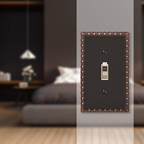 Amerelle Egg & Dart Single Toggle Cast Metal Wallplate in Aged Bronze - Thumbnail 2