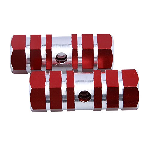 XH® 2pcs Axles Aluminum Alloy Stunt Foot Pegs Pedal for BMX Bicycle Cycling (Red)
