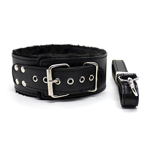 Premium Furry Black Collar & Leash for Adults – Restraints for Sex