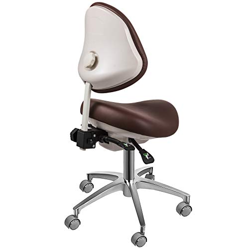 Happybuy Standard Dental Mobile Chair Saddle Doctor's Stool PU Leather Dentist Chair Dental Stool Height Adjustable for Dentists and Office (Dark Brown) - Thumbnail 3