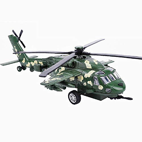 CORPER TOYS Diecast Metal Army Helicopter Military Airplane with Sounds and Lights Pullback Plane Toy for Kids Boys