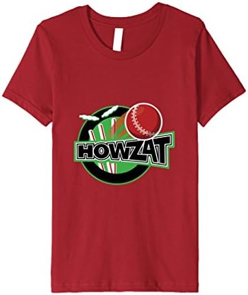 Kids Cricket T-shirt HOWZAT? Wicket Stumps Ball Appeal Sports Tee 12 Cranberry