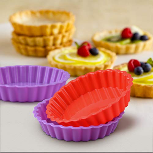 Silicone Mini Quiche Pan, Non-stick Round Pie Pan Silicone Molds 10 Packs - Thumbnail 2