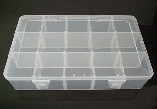 Kamay's Adjustable XL15 Compartment Slot Plastic Craft Storage Box Thick Hard Plastic Hobby Craft Storage Box Case with Snap Lock Ideal for Small Items - Thumbnail 2