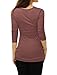 Allegra K Women's Cowl Neck Long Sleeves Buttons Decor Ruched Top Medium Red
