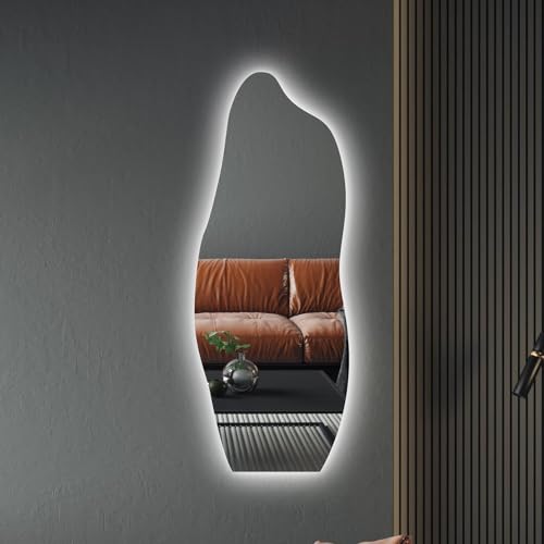 Kalonzao Espejo de Cuerpo Completo con Luz Led, 48 * 20 Pulgadas Espejo Cuerpo Completo 3 Colores, para Entrada,Sala,Dormitorio