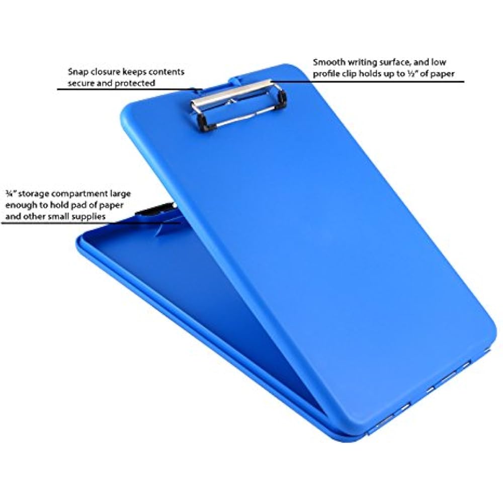 Clipboards Saunders Blue SlimMate Plastic Storage Clipboard Light