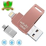 USB Flash Drive Photo Stick for iPhone Flash Drive for iPhone PhotoStick Mobile for iPhone iOS Flash Drive Android Drive Backup OTG Smart Phone Memory Stick Storage iPAD USB 3.0 WIVIC 128GB Pink