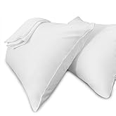 Precoco White King Pillow Cases Set of 4 | 100% Cotton Pillowcases with Zipper Hidden | Premium Cooling Decorative Pillow Covers with 600 Thread Count, Soft & Smooth, 20x36 inches