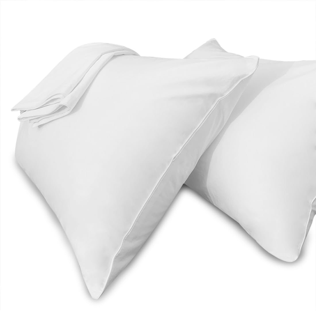 Photo 1 of Precoco White Pillow Cases Standard Size Set of 4 | 100% Cotton Pillowcases with Zipper Hidden | Premium Cooling Decorative Pillow Covers with 600 Thread Count, Soft & Smooth, 20x26 inches
