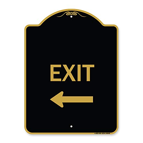 SignMission Designer Series Sign - Exit (with Left Arrow) 2 | Black & Gold 18"…