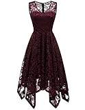 Lace Cocktail Dress Elegant Floral V-Neck High Low