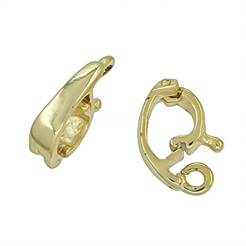2PC Sterling Silver Pearl Enhancer Shortener Pendant Charm Connector Clasp, 18kt Gold Plated