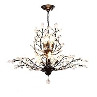 Garwarm 8-Light Vintage Crystal Chandeliers Ceiling Lights LED Light Crystal Pendant Lighting Ceiling Light Fixtures Chandeliers Lighting for Living Room Bedroom Restaurant Porch Chandelier(Black)