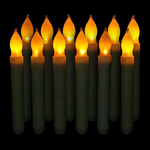 Vintage Taper Candles, Set Of 12, LifeGenius LED Flameless Flickering Candles For Wedding Party Birthday Christmas Holiday Decoration(Batteries Not Included)