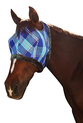 Kensington KPP Fly Mask with Fleece Trim, Blue Ice Plaid, Medium