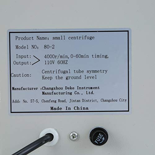 Formulaone Low Speed Electric Centrifuge Machine Desktop Laboratory Medical Practice Supplies Device 4000 RPM 20mlx12 - Grey