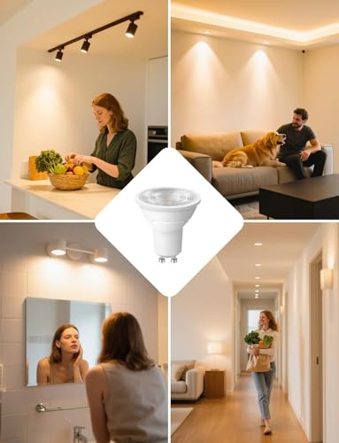 Lepro Energy Class A GU10 LED Warm White, 2 W, 360 LM, Not Dimmable | 2700K Warm White, 38° Beam Angle, Energy Saving GU 10 LED Bulbs for Living Room, Kitchen, Pack of 4