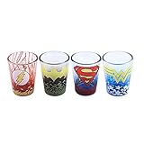 Silver Buffalo DC031SG3 DC Comics Character Ombre Logo Fade Mini Glass Set, 4-Pack