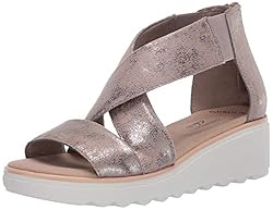 Clarks womens Jillian Rise Wedge Sandal, Pewter