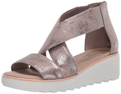 Clarks womens Jillian Rise Wedge Sandal, Pewter