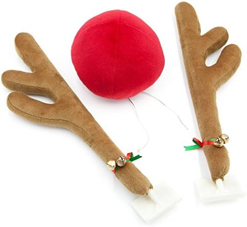 Deals to Remember Christmas Reindeer Antlers and Red Nose for Car Truck SUV Kit Rudolph Deer Christmas Car Window Decoration Holiday Ornament