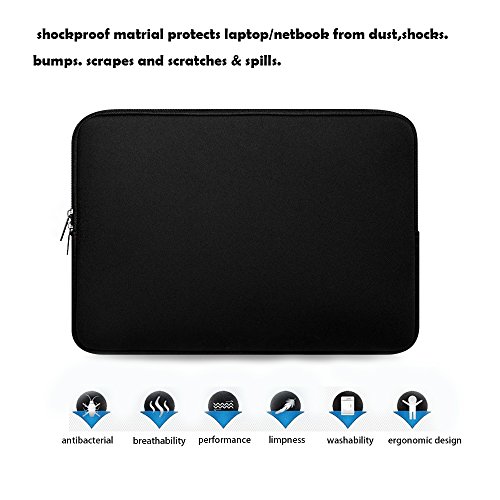 Naukay laptop bag 15.6 Inch,resistant Neoprene Laptop Sleeve/Notebook Computer Pocket Case/Tablet Briefcase Carrying Bag Compatible Asus/Dell/Fujitsu/Lenovo/HP/Sony/Toshiba/Acer/ Fujitsu(Black)