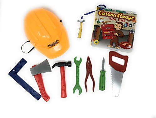 Kool Kidz Construction Play Tool Set and Curious George Tool Time book bundle. Pretend Toy Tool Set includes pretend toy hammer, toy construction tools and Tool Time book. Perfect kids play tool set