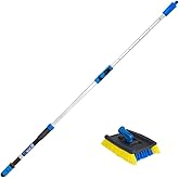Unger Professional Lock-On Wood &amp; Composite Deck Brush with EZ Extend Pro Telescopic Pole for Outdoor Decks with Durable Dual-Bristle, Swivel Deck Cleaning Brush, Adjustable 5 FT Pole Extends Reach