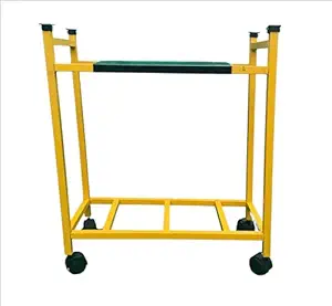 Hind Iron Inverter Trolley Stand for Home with Battery Rack Metal Inverter Trolly with Wheels (Yellow)