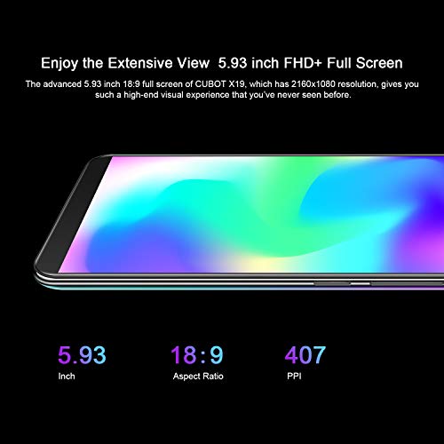 4G Unlocked Smartphone, Cubot X19, 5.93 inch FHD, Android 9.0, 4GB+64GB, Dual SIM, 4000mAh, 8MP+16MP, Face Unlock Finger Print (Black) - Thumbnail 2