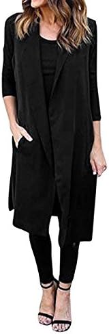 Mactop Women Lady Slim Vest Sleeveless Long Suit Outwear Parka Jacket Waistcoat Blazer Jacket Coat