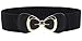 X&F Women's Elegant PU Bowknot Stretch Wide Belt Dress Decorative Waistbelts Black