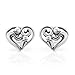 925 Sterling Silver Heart Shaped Mom and Child 11 mm Post Stud Earrings