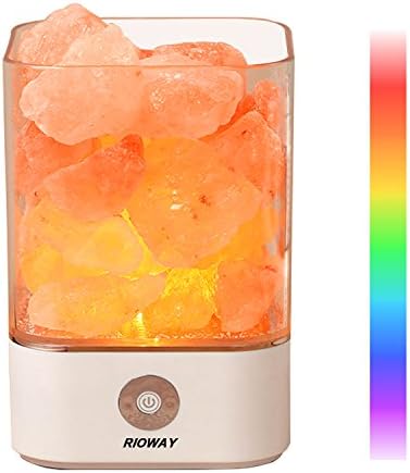 Himalayan Salt Lamp, Rioway Himalayan Pink Salt Rock Lamp with 7 Colorful Night Light, Dimmer Control, Air Purifying Ionic Natural Salt Crystal Lamp, Best Gift Idea