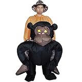 Inflatable Rider Costume Gorilla Monkey Orangutan Gibbon Chimp Fancy Dress Funny Suit Mount For Adult