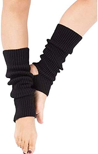 Zonyee Yoga Socks for Women Girls Workout Socks Toeless,Women Leg Warmer,Knee Leg Warmer Winter Boot Leg Warmer Knitted Long Cuff Socks Soft Corchet Ankle Warmer (Black)