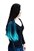 KISSPAT Turquoise Fashion Ombre Dip Dyed Straight Hair Extension, Synthetic Clip In Hair Extensions, 5 Clips , 23-24