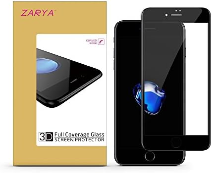 iPhone 7 Plus Screen Protector, Zarya 3D Full Coverage Tempered Glass Screen Protector iPhone 7 Plus (Black)