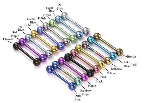 Painful Pleasures 14g Titanium Straight Barbell 1/4-7/8" - 18 Color Choices - 1.6mm ~ 14g - 12mm~15/32" with 4mm Balls - Green