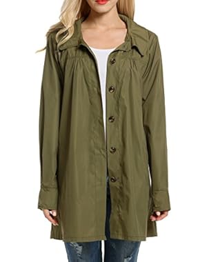 Womans Long Sleeve Lightweight Waterproof Outdoor Raincoat W/ Hooded