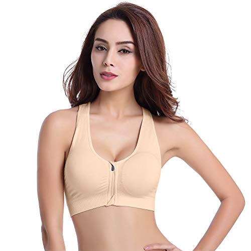 Voqeen-Womens-Zip-Front-Run-Bra-Sports-Bra-Padded-Plus-Size-Sleep-Bras-High-Impact-Support-Yoga-Bralette-Leisure-Stretch-Crop-Tops-Vest