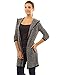 PattyBoutik Women Trim Hoodie Marled Yarn Cardigan (Black and White Medium)