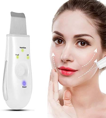 XYWN Skin Scrubber, Anion Ultrasound Facial Pore Cleaner Cleaning Machine Face Lift Beauty Massage Device USB Rechargeable,White